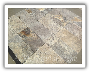 Silver Travertine Pavers, Tumbled