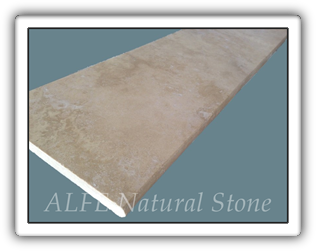 Beige Travertine Stairs, Bullnose