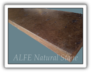 Noce Travertine Stairs, beveled