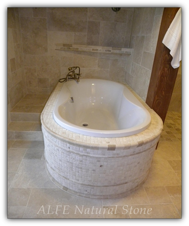 Tumbled Travertine bathroom tiles for walls and floors