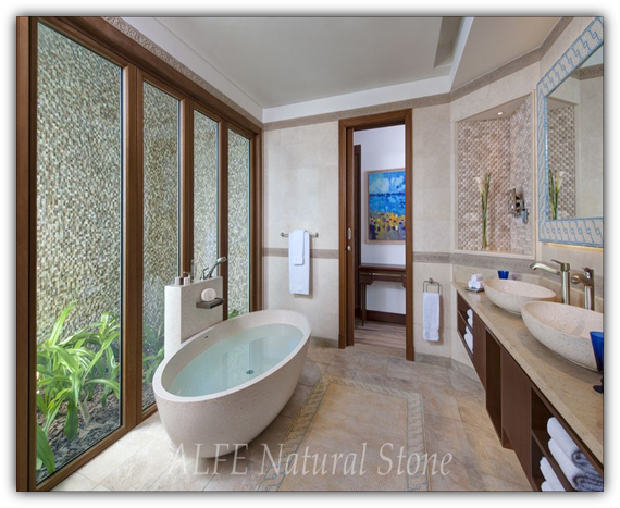 Travertine Mosaic Bathroom Walls-DBM015 & DBM031(Mix)